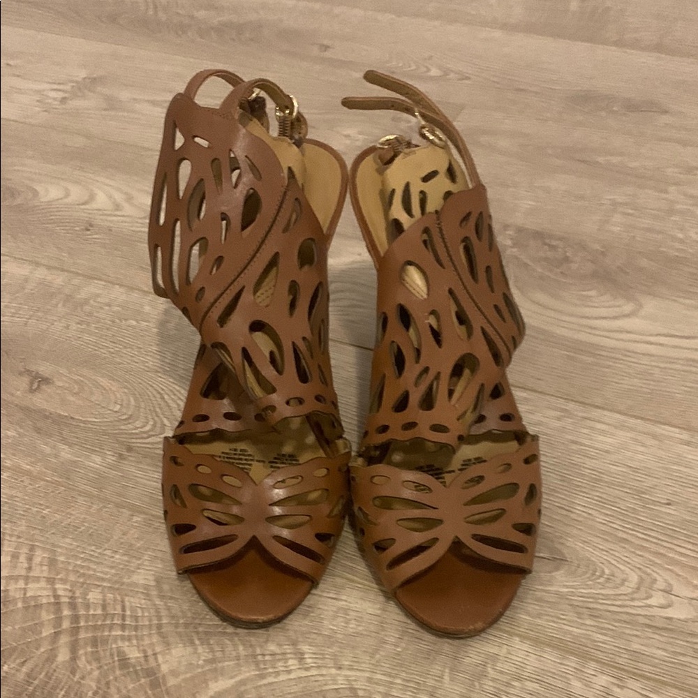Nine West Brown Strappy Sandals with High Heel
